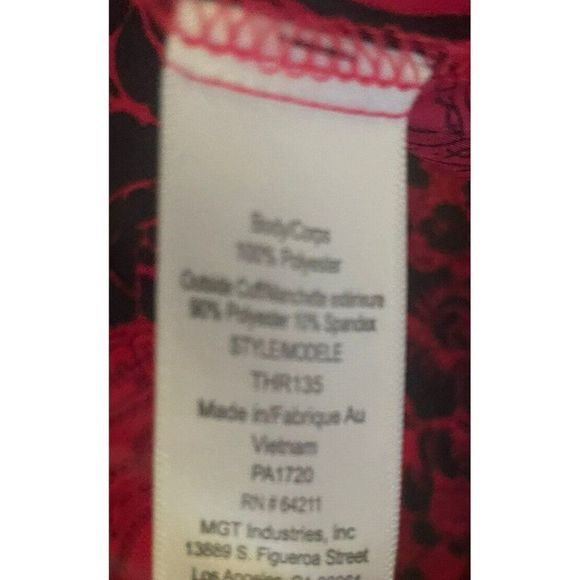 Red Long Kimono Style Cover-Up Soft Robe In Bloom Women’s Size S - Picture 4 of 4